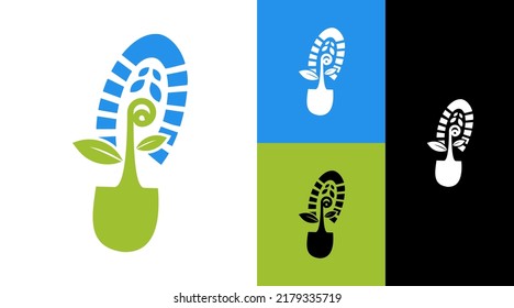 Leaf Natural Boot Foot Print Go Green Community Logo Design Concept