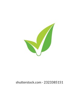 leaf natural check mark simple geometric organic symbol vector 