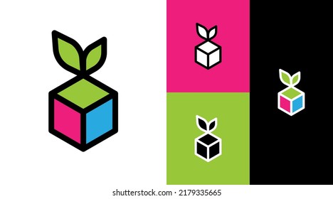 Leaf Natural Eco Box Packages Business Marketing Company Logo Design Concepto