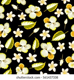Leaf natural multicolored pattern. Vector flower concept on a black background. Summer design. Multicolor seamless floral pattern can be used for wallpaper, website background, wrapping paper.
