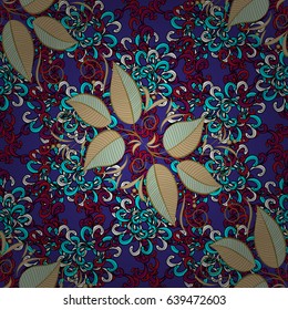 Leaf natural pattern in blue colors. Summer design. Seamless floral pattern can be used for wallpaper, website background, wrapping paper. Vector flower concept.
