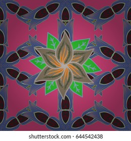 Leaf natural pattern in blue colors. Seamless floral pattern can be used for wallpaper, website background, wrapping paper. Vector flower concept. Summer design.
