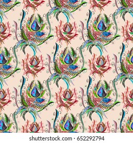 Leaf natural pattern in blue colors. Seamless floral pattern can be used for wallpaper, website background, wrapping paper. Vector flower concept. Summer design.