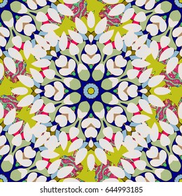 Leaf natural pattern in blue and pink colors. Vector flower concept. Summer design. Seamless floral pattern can be used for wallpaper, website background, wrapping paper.