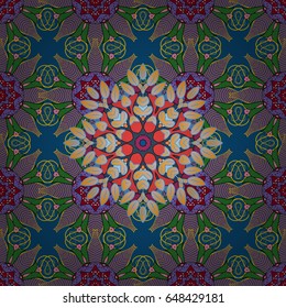 Leaf natural pattern in blue and pink colors. Vector flower concept. Summer design. Seamless floral pattern can be used for wallpaper, website background, wrapping paper.