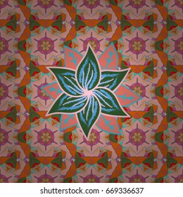 Leaf natural pattern in colorfil colors. Summer design. Seamless floral pattern can be used for wallpaper, website background, wrapping paper. Vector flower concept.