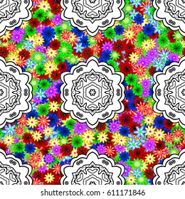 Leaf natural pattern colorful. Vector flower concept. Summer design. Seamless floral pattern can be used for wallpaper, website background, wrapping paper.
