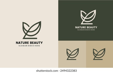 Blatt mit Natur Beauty Logo Design Vorlage. Vektorillustration EPS10.