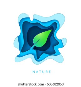 Leaf. Nature concept. Paper art style vector illustration.