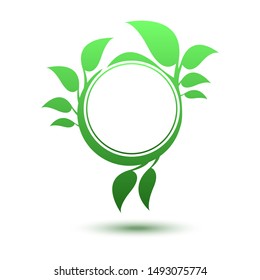 Leaf nature. Ecology circle vector emblem.