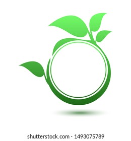 Leaf nature. Ecology circle vector emblem.