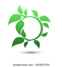 Leaf nature. Ecology circle vector emblem.