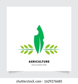 leaf nature emblem logo design for Agriculture with the concept of green leaves vector. Green nature logo used for agricultural systems, farmers, and plantation products. logo template.
