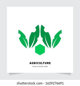 leaf nature emblem logo design for Agriculture with the concept of green leaves vector. Green nature logo used for agricultural systems, farmers, and plantation products. logo template.