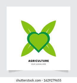 leaf nature emblem logo design for Agriculture with the concept of green leaves vector. Green nature logo used for agricultural systems, farmers, and plantation products. logo template.
