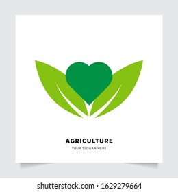 leaf nature emblem logo design for Agriculture with the concept of green leaves vector. Green nature logo used for agricultural systems, farmers, and plantation products. logo template.