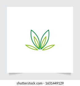 leaf nature emblem logo design for Agriculture with the concept of green leaves vector. Green nature logo used for agricultural systems, farmers, and plantation products. logo template.