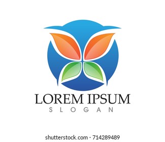 Leaf nature green logo and symbols