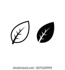 Leaf nature icon set black and white
