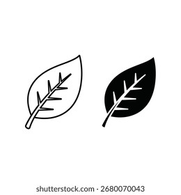 Leaf Nature Icon Set black white