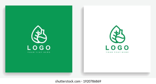 Leaf Nature Lab Science Icon Symbol Logo. Modern logo icon template vector design