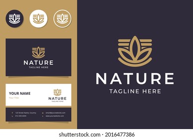 leaf nature line art logo design