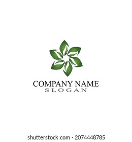 Vector de plantilla de diseño del logotipo de la naturaleza de la hoja