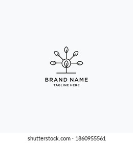 leaf nature logo  line art vector design template  download