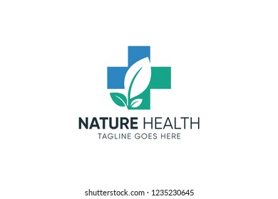 Leaf Nature Medical pharmacy logo template