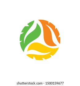Leaf Nature Organic Circle Logo Graphic Design