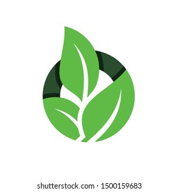 Leaf Nature Organic Circle Logo Graphic Design