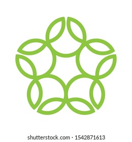 Leaf Nature Organic Circle Logo Graphic Design. Green circle design - Vector