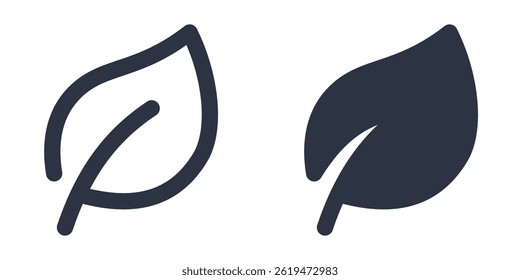 Leaf, Nature or Organic simple icons set designed in filled, outline, line and stroke style