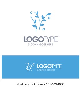 Leaf, Nature, Plant, Spring Blue Solid Logo with place for tagline