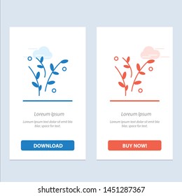 Leaf, Nature, Plant, Spring  Blue and Red Download and Buy Now web Widget Card Template