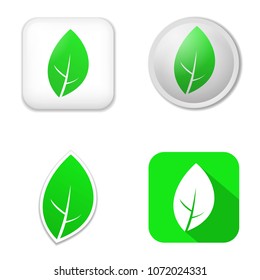 Leaf Nature Set Icon Sticker Flat Set