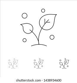 Leaf, Nature, Spring, Sprout, Tree Bold and thin black line icon set