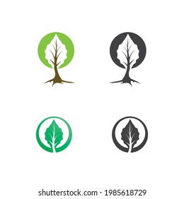 LEAF AND NATURE TREE LOGO FOR BUSINESS VECTOR GREEN PLANT ECOLOGY DESIGN ICON