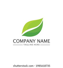 LEAF AND NATURE TREE LOGO FOR BUSINESS VECTOR GREEN PLANT ECOLOGY DESIGN ICON