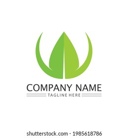 LEAF AND NATURE TREE LOGO FOR BUSINESS VECTOR GREEN PLANT ECOLOGY DESIGN ICON
