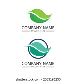LEAF AND NATURE TREE LOGO FOR BUSINESS VECTOR GREEN PLANT ECOLOGY DESIGN ICON
