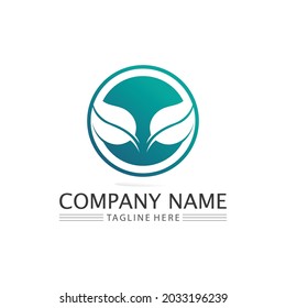 LEAF AND NATURE TREE LOGO FOR BUSINESS VECTOR GREEN PLANT ECOLOGY DESIGN ICON