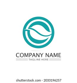 LEAF AND NATURE TREE LOGO FOR BUSINESS VECTOR GREEN PLANT ECOLOGY DESIGN ICON
