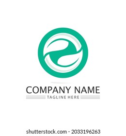 LEAF AND NATURE TREE LOGO FOR BUSINESS VECTOR GREEN PLANT ECOLOGY DESIGN ICON