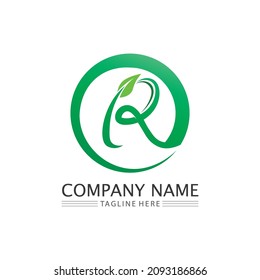 LEAF AND NATURE TREE LOGO FOR BUSINESS VECTOR GREEN PLANT ECOLOGY DESIGN ICON