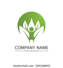 LEAF AND NATURE TREE LOGO FOR BUSINESS VECTOR GREEN PLANT ECOLOGY DESIGN ICON
