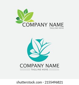 LEAF AND NATURE TREE LOGO FOR BUSINESS VECTOR GREEN PLANT ECOLOGY DESIGN ICON
