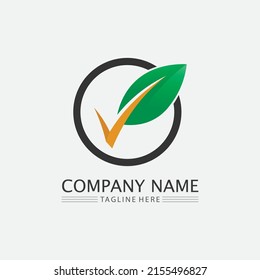 LEAF AND NATURE TREE LOGO FOR BUSINESS VECTOR GREEN PLANT ECOLOGY DESIGN ICON