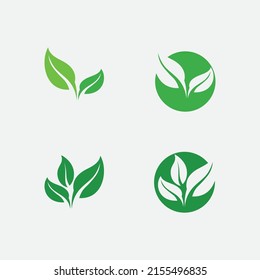 LEAF AND NATURE TREE LOGO FOR BUSINESS VECTOR GREEN PLANT ECOLOGY DESIGN ICON