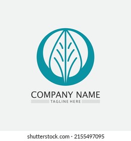 LOGOTIPO DE ÁRBOL NATURAL Y DE HOJA PARA EL ICONO DE DISEÑO ECOLÓGICO DE LA PLANTA VERDE DEL VECTOR DE NEGOCIOS